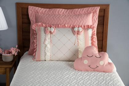 Imagem de Colcha cobre leito solteiro 4 peças menina com almofada