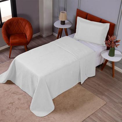 Imagem de Colcha Cobre Leito Solteiro Dupla Face 200 Fios  2 Peças Com Porta travesseiro Matelado Premium Luxo Siena Roll