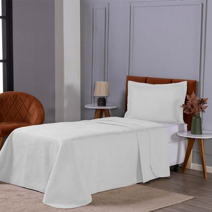 Imagem de Colcha Cobre Leito Solteiro Dupla Face 200 Fios  2 Peças Com Porta travesseiro Matelado Premium Luxo Siena Roll