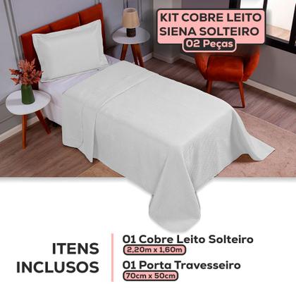 Imagem de Colcha Cobre Leito Solteiro Dupla Face 200 Fios  2 Peças Com Porta travesseiro Matelado Premium Luxo Siena Roll