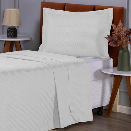 Imagem de Colcha Cobre Leito Solteiro Dupla Face 200 Fios  2 Peças Com Porta travesseiro Matelado Premium Luxo Siena Roll