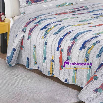 Imagem de Colcha Cobre Leito Solteiro Roupa De Cama Dupla Face Kit 2