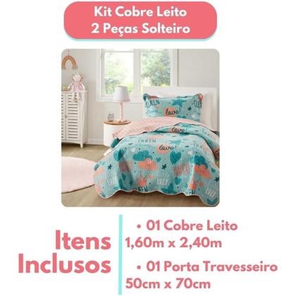 Imagem de Colcha Cobre Leito Solteiro Roupa De Cama Dupla Face Kit 2