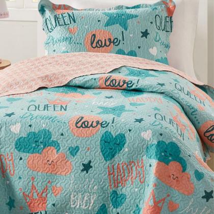 Imagem de Colcha Cobre Leito Solteiro Roupa De Cama Dupla Face Kit 2