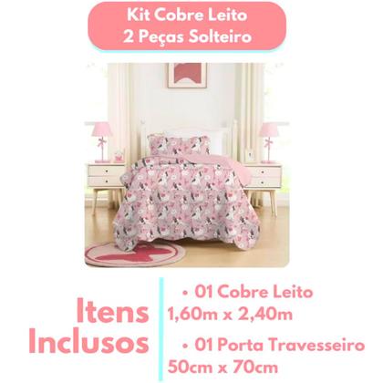 Imagem de Colcha Cobre Leito Solteiro Roupa De Cama Dupla Face Kit 2