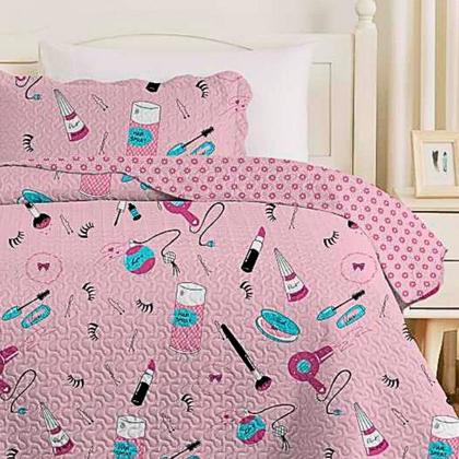 Imagem de Colcha Cobre Leito Solteiro Roupa De Cama Dupla Face Kit 2