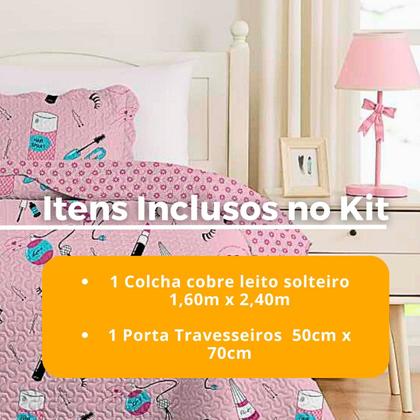 Imagem de Colcha Cobre Leito Solteiro Roupa De Cama Dupla Face Kit 2