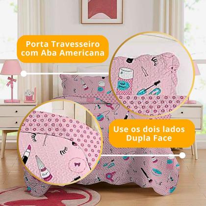 Imagem de Colcha Cobre Leito Solteiro Roupa De Cama Dupla Face Kit 2