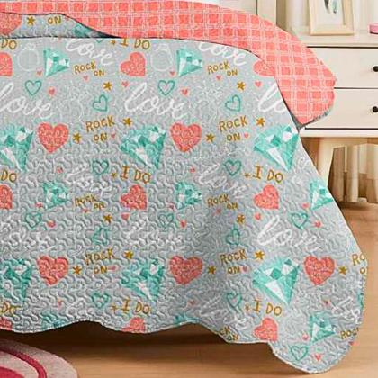 Imagem de Colcha Cobre Leito Solteiro Roupa De Cama Dupla Face Kit 2