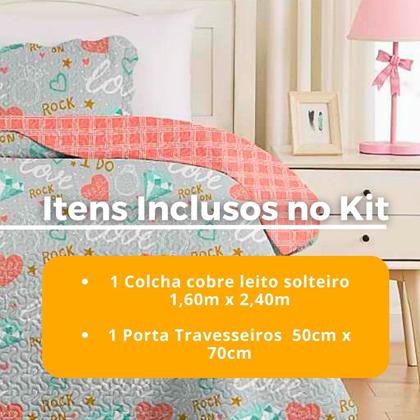 Imagem de Colcha Cobre Leito Solteiro Roupa De Cama Dupla Face Kit 2
