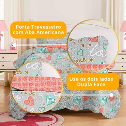 Imagem de Colcha Cobre Leito Solteiro Roupa De Cama Dupla Face Kit 2