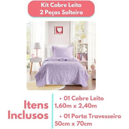 Imagem de Colcha Cobre Leito Solteiro Roupa De Cama Dupla Face Kit 2