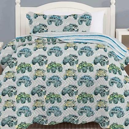 Imagem de Colcha Cobre Leito Solteiro Roupa De Cama Dupla Face Kit 2