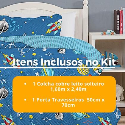 Imagem de Colcha Cobre Leito Solteiro Roupa De Cama Dupla Face Kit 2