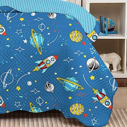 Imagem de Colcha Cobre Leito Solteiro Roupa De Cama Dupla Face Kit 2