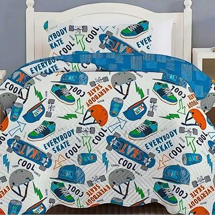 Imagem de Colcha Cobre Leito Solteiro Roupa De Cama Dupla Face Kit 2