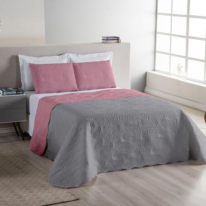 Imagem de Colcha de Cama Box Casal Queen Size Cobre Leito Bouti Dupla Face Matelado 03 Peças Tropical