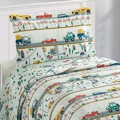 Imagem de Colcha Infantil Solteiro Dupla Face Camesa Patchwork