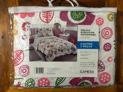 Imagem de Colcha Infantil Solteiro Dupla Face Camesa Patchwork
