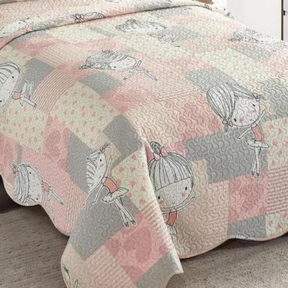 Imagem de Colcha Infantil Solteiro Dupla Face Camesa Patchwork
