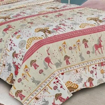 Imagem de Colcha Infantil Solteiro Dupla Face Camesa Patchwork