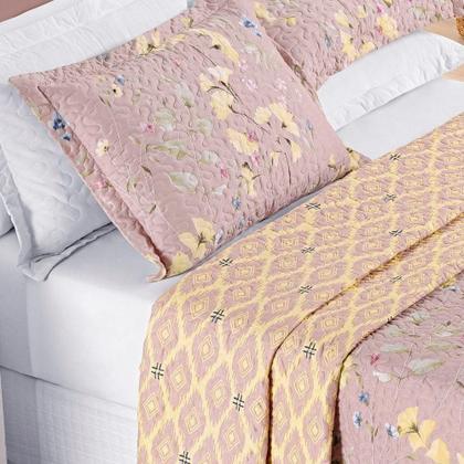 Imagem de Colcha + Jogo De Cama Bouti Estampado Casal 07 Peças 100% Poliéster - Lavanda