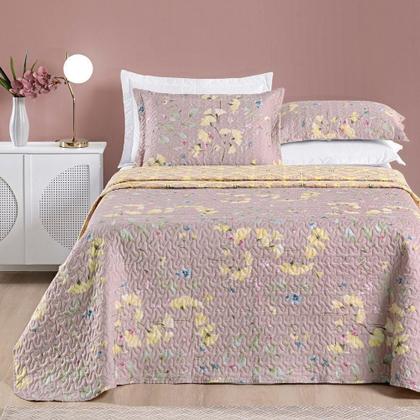 Imagem de Colcha + Jogo De Cama Bouti Estampado Casal 07 Peças 100% Poliéster - Lavanda