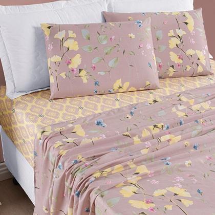 Imagem de Colcha + Jogo de Cama Bouti Estampado King 07 Peças 100% Poliéster - Lavanda