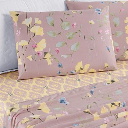 Imagem de Colcha + Jogo de Cama Bouti Estampado King 07 Peças 100% Poliéster - Lavanda