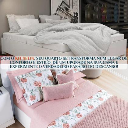 Imagem de Colcha King Babado Selin Bordado Dupla Face Algodão 200 Fios