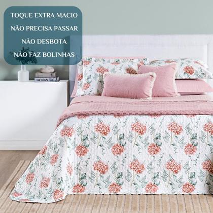 Imagem de Colcha King Babado Selin Bordado Dupla Face Algodão 200 Fios