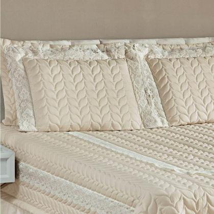 Imagem de Colcha King Romantica Micropercal 200 Fios 5 Peças - Palha