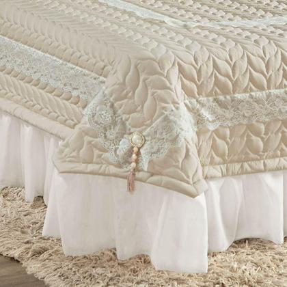 Imagem de Colcha King Romantica Micropercal 200 Fios 5 Peças - Palha