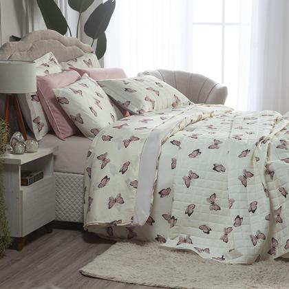 Imagem de Colcha Kit Cobre Leito Cama Queen 3 Peças Essencialle Algodão 160 Fios Varias Cores Estampado Luxo