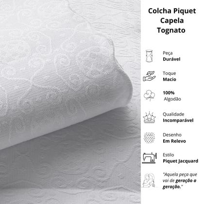 Imagem de Colcha Piquet King Tognato Capela 100% Algodão Branca