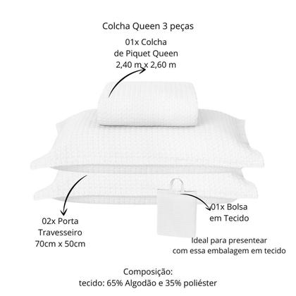 Imagem de Colcha Piquet Queen Lavive Favo 03 Peças 2,40X2,60M Branco