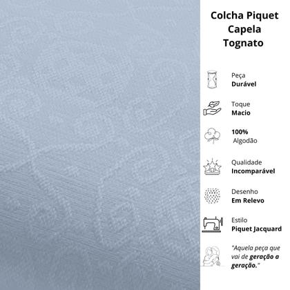 Imagem de Colcha Piquet Queen Tognato Capela 100% Algodão Azul Bambino