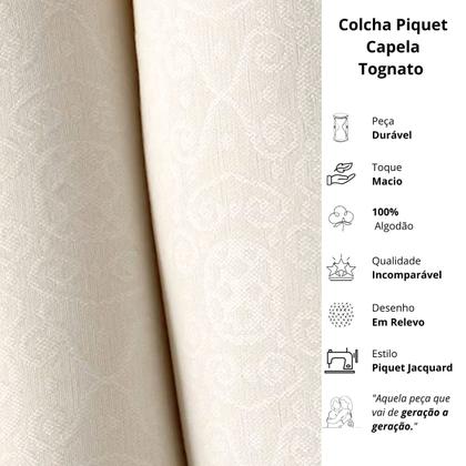 Imagem de Colcha Piquet Super Solteiro Tognato Capela 100% Algodão Marfim