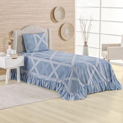 Imagem de Colcha Premium Solteiro Percal 400 Fios Toque Macio 2 Peças