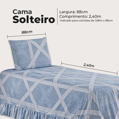 Imagem de Colcha Premium Solteiro Percal 400 Fios Toque Macio 2 Peças