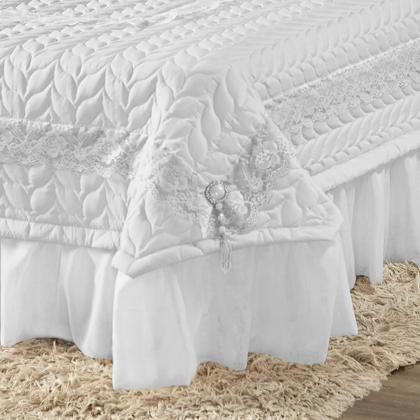 Imagem de Colcha Queen Romantica Micropercal 200 Fios 5 Peças - Branco