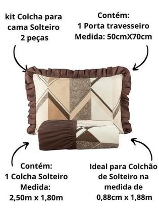 Imagem de Colcha Solteiro Lorena 2 Peças De Tecido estampado Com Babado 2,50m x 1.80m