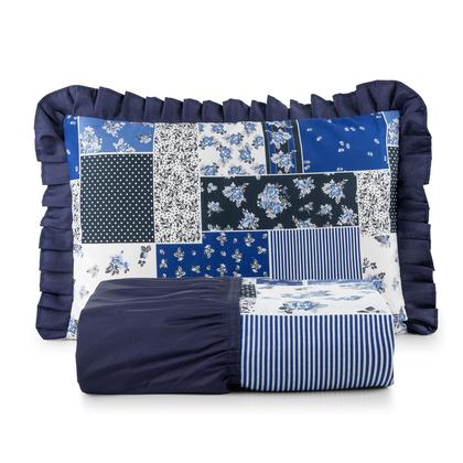 Imagem de Colcha Solteiro Lorena 2 Peças De Tecido estampado Com Babado 2,50m x 1.80m