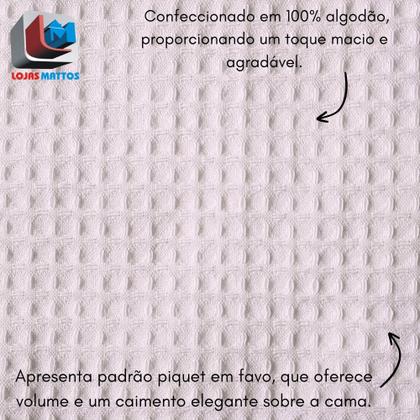 Imagem de Colcha Super Queen Dohler Piquet Favo 100% Algodão Lisa Kit 3pçs Macio