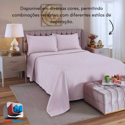 Imagem de Colcha Super Queen Dohler Piquet Favo 100% Algodão Lisa Kit 3pçs Macio