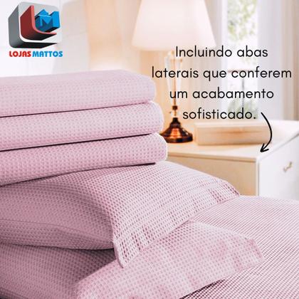Imagem de Colcha Super Queen Dohler Piquet Favo 100% Algodão Lisa Kit 3pçs Macio
