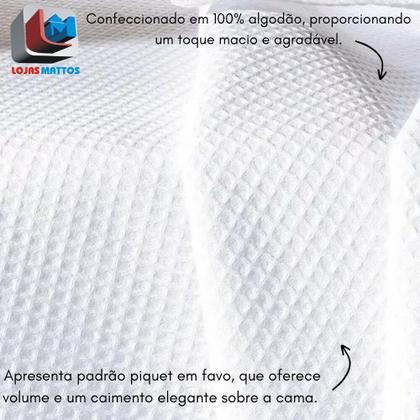Imagem de Colcha Super Queen Dohler Piquet Favo 100% Algodão Lisa Kit 3pçs Macio