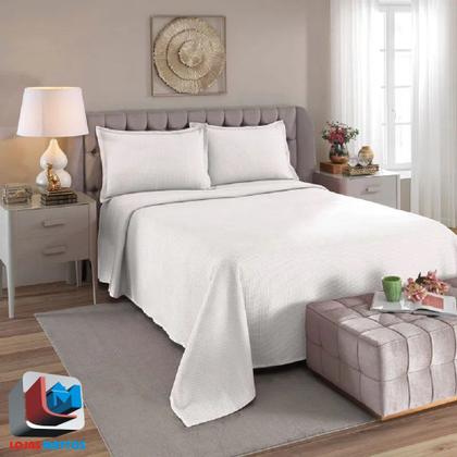 Imagem de Colcha Super Queen Dohler Piquet Favo 100% Algodão Lisa Kit 3pçs Macio