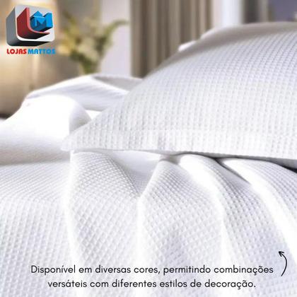 Imagem de Colcha Super Queen Dohler Piquet Favo 100% Algodão Lisa Kit 3pçs Macio
