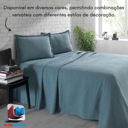 Imagem de Colcha Super Queen Dohler Piquet Favo 100% Algodão Lisa Kit 3pçs Macio